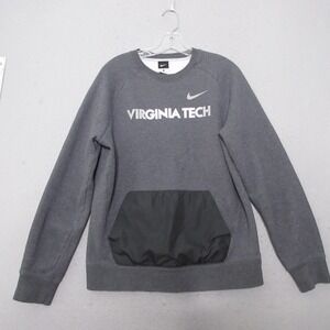 Nike Virginia Tech Sweatshirt‎ Large Gray Pocket Hybrid Crew Pullover Fleece